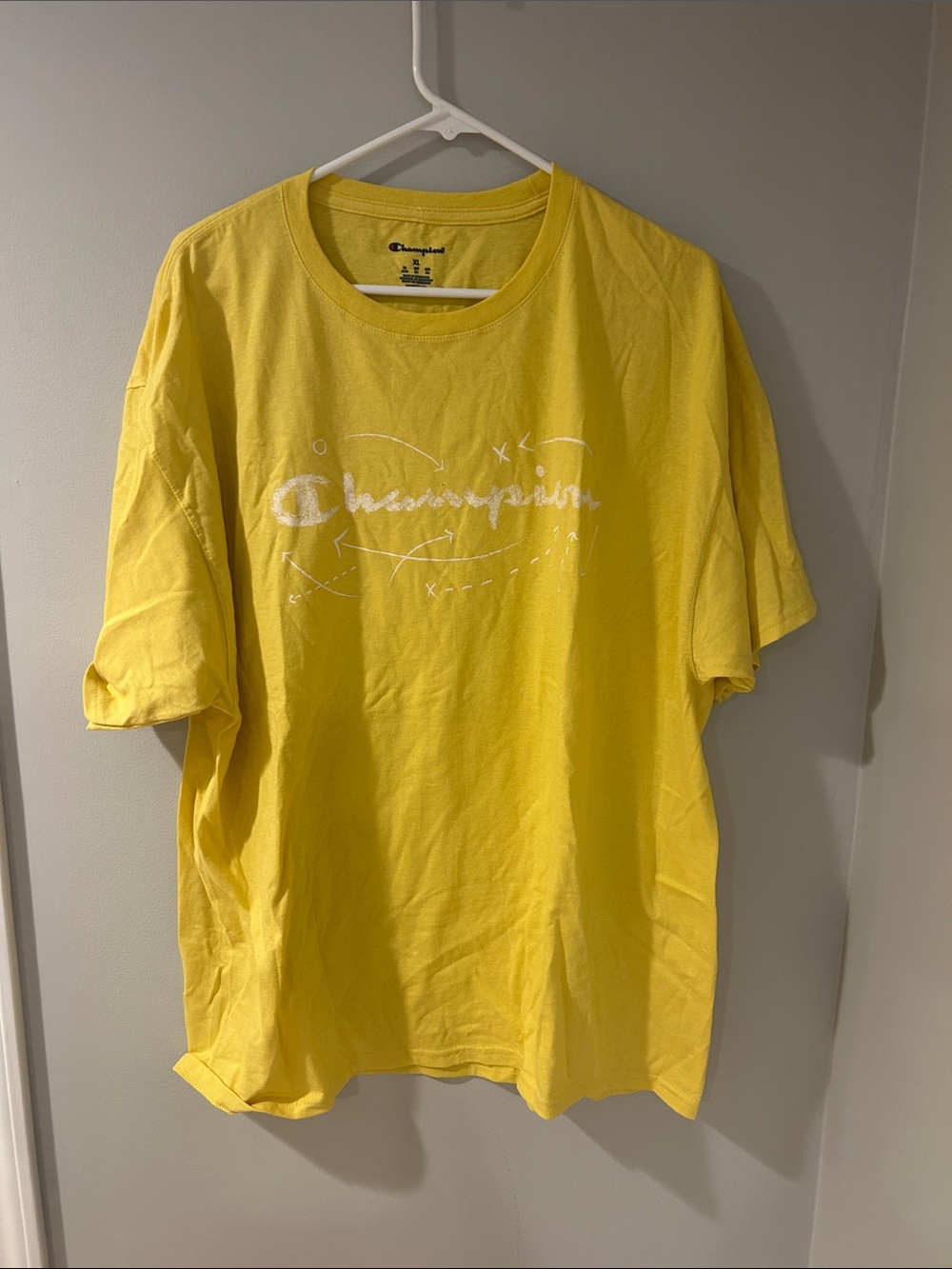 Champion Men’s Yellow Tee with White Script Logo